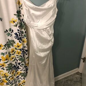 Cowl Neck Birdy Grey White Satin Dress